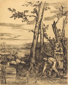 Fiske efter kräftor Kräftfiskare. av Alphonse Legros