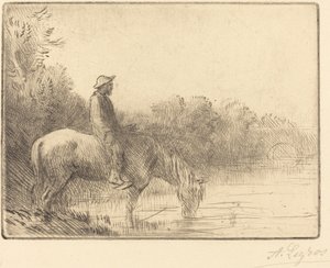 Fording a River (Le gue) av Alphonse Legros