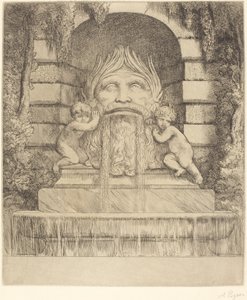 Fontän: Grotesk, barn och bassäng av Alphonse Legros