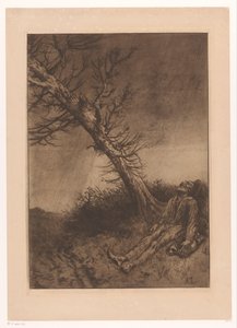 Död gammal man under ett träd Le mort du Vagabond av Alphonse Legros