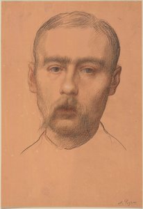 Manshuvud  (Möjligt porträtt av professor E.D. Adams) av Alphonse Legros