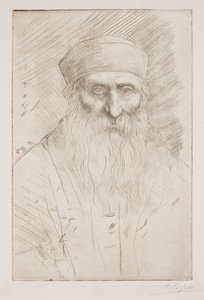 Huvud av en man med långt skägg av Alphonse Legros