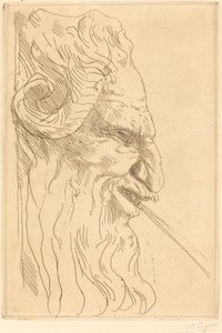 Chef för en Satyr Tete de satyre. av Alphonse Legros