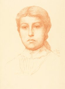 Head of a Young Girl (En ung flickas huvud) av Alphonse Legros