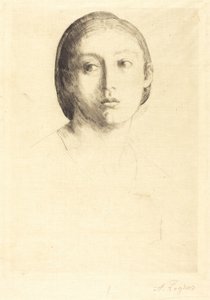 Huvud av en ung flicka av Alphonse Legros