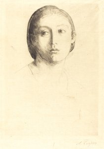 Chef för en ung flicka Huvud av en ung flicka. av Alphonse Legros
