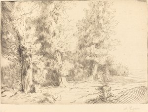 I skogen Fontainebleau Dans la foret de Fontainebleau. av Alphonse Legros
