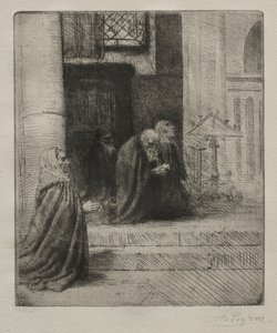 Interiör av en kyrka. av Alphonse Legros