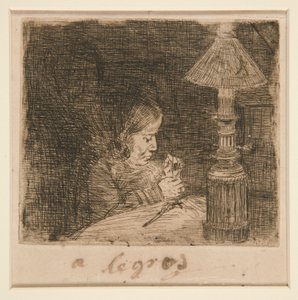 La Couseuse (Sömnadskvinnan) av Alphonse Legros