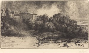 Gård vid Brieux i en storm av Alphonse Legros