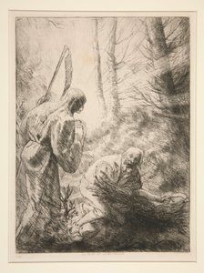 La Mort at le Bucheron, nr 2 (Döden och vedhuggaren) av Alphonse Legros