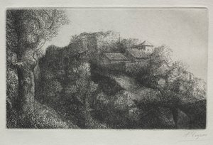 Landskap (med byggnader) av Alphonse Legros