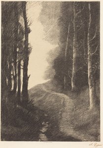 Landskap med björkar av Alphonse Legros