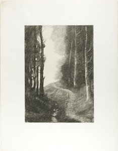 Landskap med björkar av Alphonse Legros