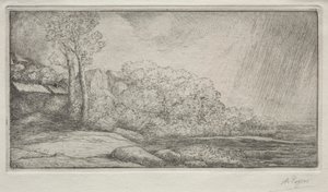 Landskap med två träd av Alphonse Legros
