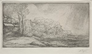 Landskap med två träd Landskap med två träd. av Alphonse Legros