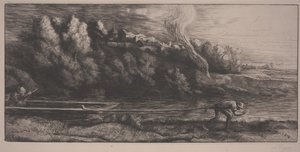 Landskap med båt (etsning) av Alphonse Legros