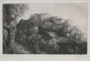 Landskap med byggnader. av Alphonse Legros