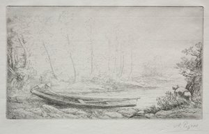 Avfärd för fiske, i dimmorna av Alphonse Legros