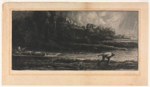 Landskapet med båten. av Alphonse Legros