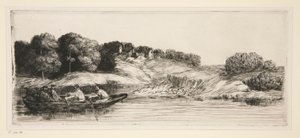 Landskap med en båt (första skylt) av Alphonse Legros