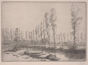 Les Tourbieres: Near Amiens (etsning) av Alphonse Legros