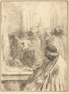 Monks at Church (Munkarna i kyrkan) av Alphonse Legros