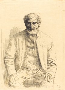 Gubben sitter (Vieillard assis) av Alphonse Legros