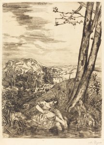 Bonde som tvättar hennes fötter av Alphonse Legros