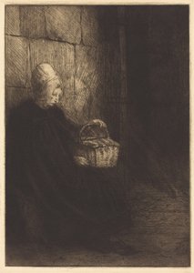 Bondkvinna från Boulogne (Bondkvinna från trakten kring Boulogne, även kallad ”Kvinnan med korgen”) av Alphonse Legros