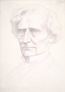 Porträtt av Hector Berlioz (guldspets på rosa preparerat papper) av Alphonse Legros