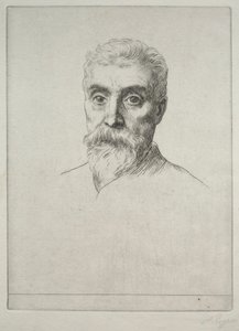 Porträtt av Sir Hiram S. Maxim. av Alphonse Legros