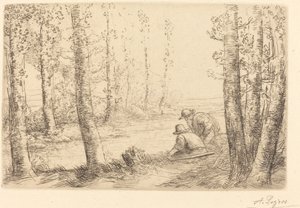Vila längs flodens stränder (Repos au bord de la riviere) av Alphonse Legros