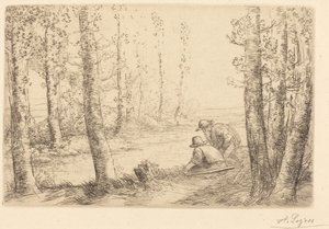 Vila vid flodstranden (Repos au bord de la rivière) av Alphonse Legros