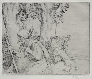 Återvända från fältet (Le Retour des Champs-2nd Plate) av Alphonse Legros
