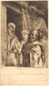 Sankt Peter och Sankt Paulus vid dörren till Bonhomme Misere Saint Pierre et Saint.... av Alphonse Legros