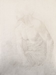 Sittande manlig naken (brun krita på papper) av Alphonse Legros