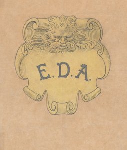 Studera för en namnskylt i brons för Edward D. Adams, ca. 1892.