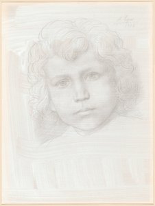 Studie av Amor (huvud på en flicka) av Alphonse Legros
