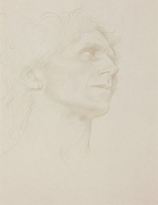 Studie av ett kvinnligt huvud, vänt åt höger av Alphonse Legros