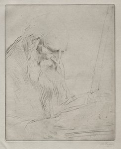 Studie av en man som läser av Alphonse Legros