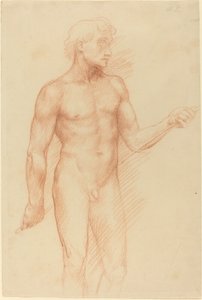 Studie av en mansfigur, hållarstång bakom ryggen av Alphonse Legros
