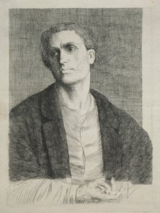 Studie av ett manshuvud. av Alphonse Legros