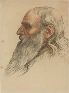 Studie av en mans huvud med helskägg. av Alphonse Legros