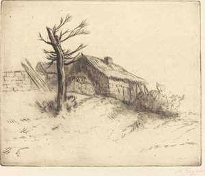 Stuga med halmtak (Chaumiere) av Alphonse Legros