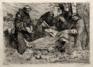 Den helige Franciskus död. av Alphonse Legros