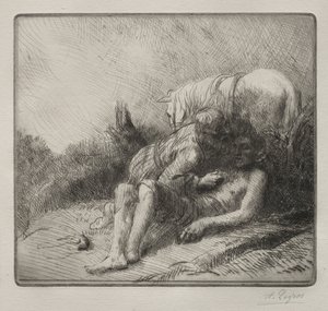 Den barmhärtige samariten. av Alphonse Legros