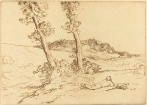 Resenär som ligger på gräset Resenären som ligger på gräset. av Alphonse Legros