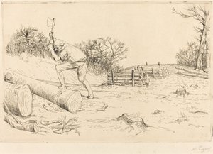 Vedhuggare Skogshuggaren. av Alphonse Legros
