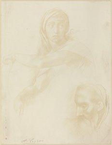 Studie av Delphic Sibyl; Chef för en man av Alphonse Legros after Michelangelo